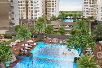 Bán căn hộ tầng cao Q7 Saigon Riverside nội thất cơ bản, view hồ bơi