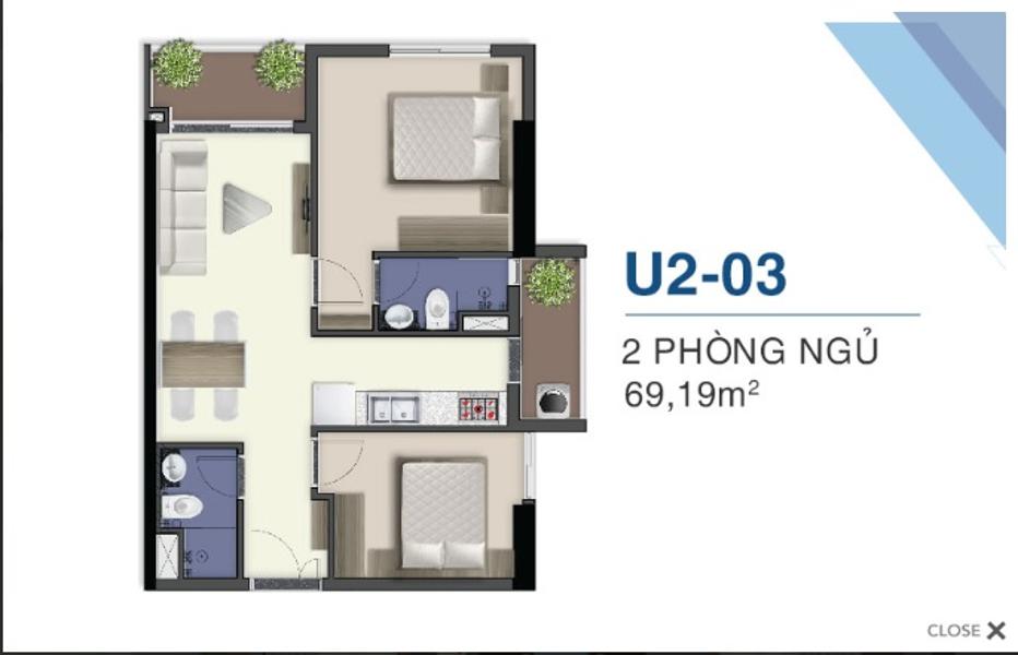 2Bán căn hộ tầng cao Q7 Saigon Riverside Tháp URANUS, diện tích 69m2