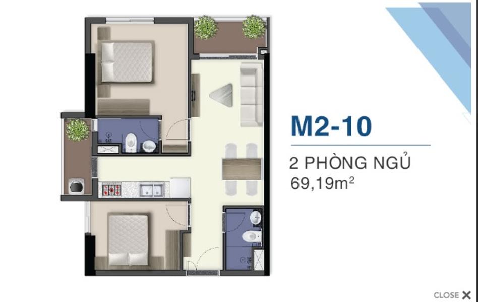 2Bán căn hộ Q7 Saigon Riverside thuộc tầng cao, diện tích 69m2