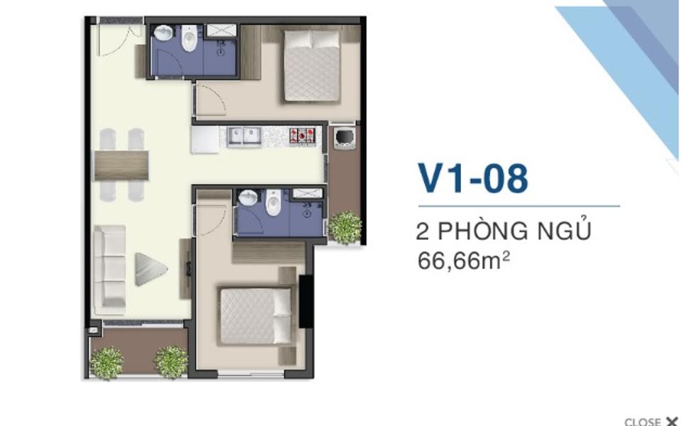 2Bán căn hộ tầng trung Q7 Saigon Riverside, view hồ bơi , 66.6m2