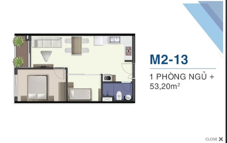 2Bán căn hộ Q7 Saigon Riverside, 1 phòng ngủ, diện tích 53.2m2