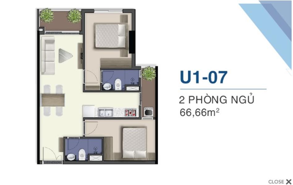 5Bán căn hộ Q7 Saigon Riverside tầng cao, 2 phòng ngủ, diện tích 66.6m2