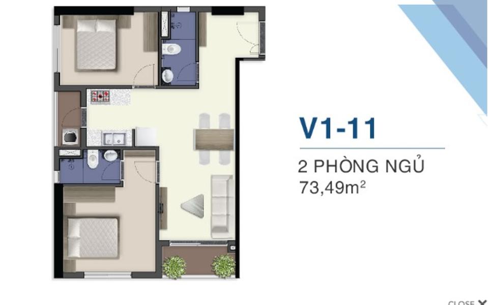 2Bán căn hộ Q7 Saigon Riverside thuộc tầng trung, diện tích 73.49m2