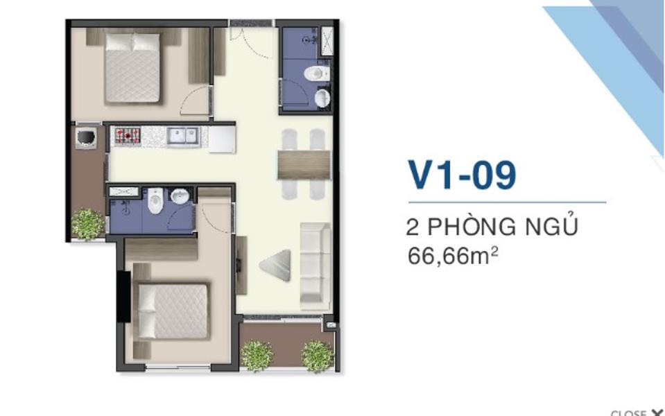 Bán căn hộ Q7 Saigon Riverside 2 phòng ngủ thuộc tầng cao, 66.66m22