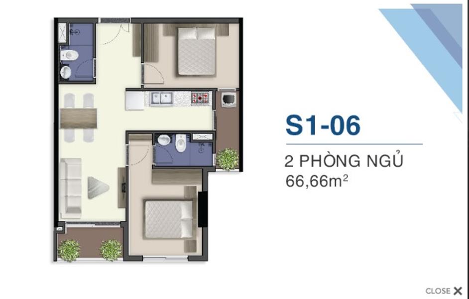 Căn hộ Q7 Saigon Riverside nội thất cơ bản diện tích 66.66m²2