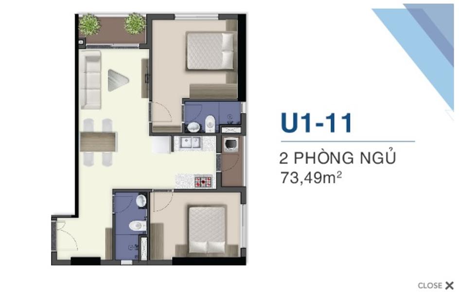 Bán căn hộ 2 phòng ngủ tầng cao Q7 Saigon Riverside1