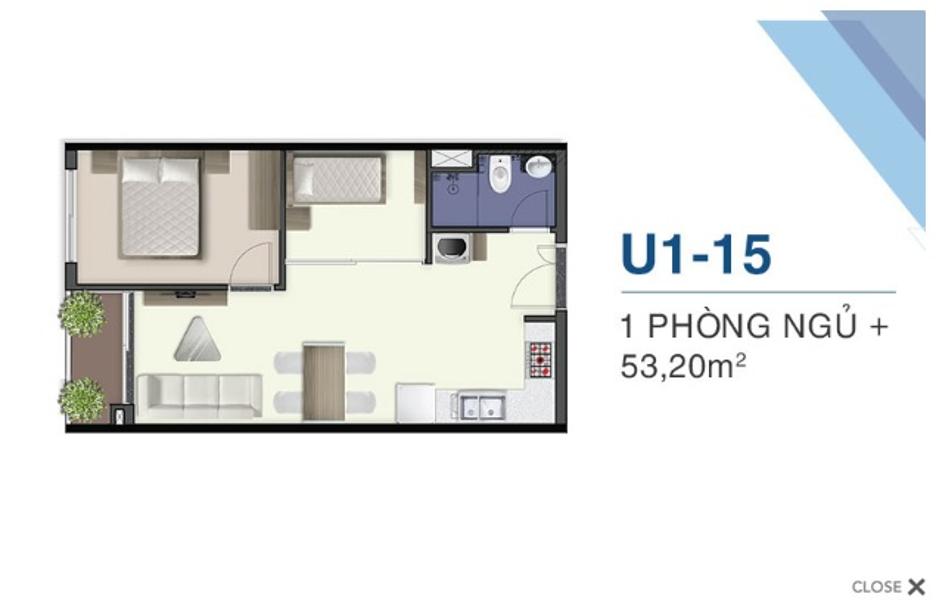 Bán Căn hộ Q7 Saigon Riverside nội thất cơ bản diện tích 53.2m²2